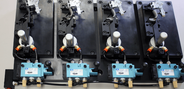semi-automatic work holding fixture with pneumatic clamps
